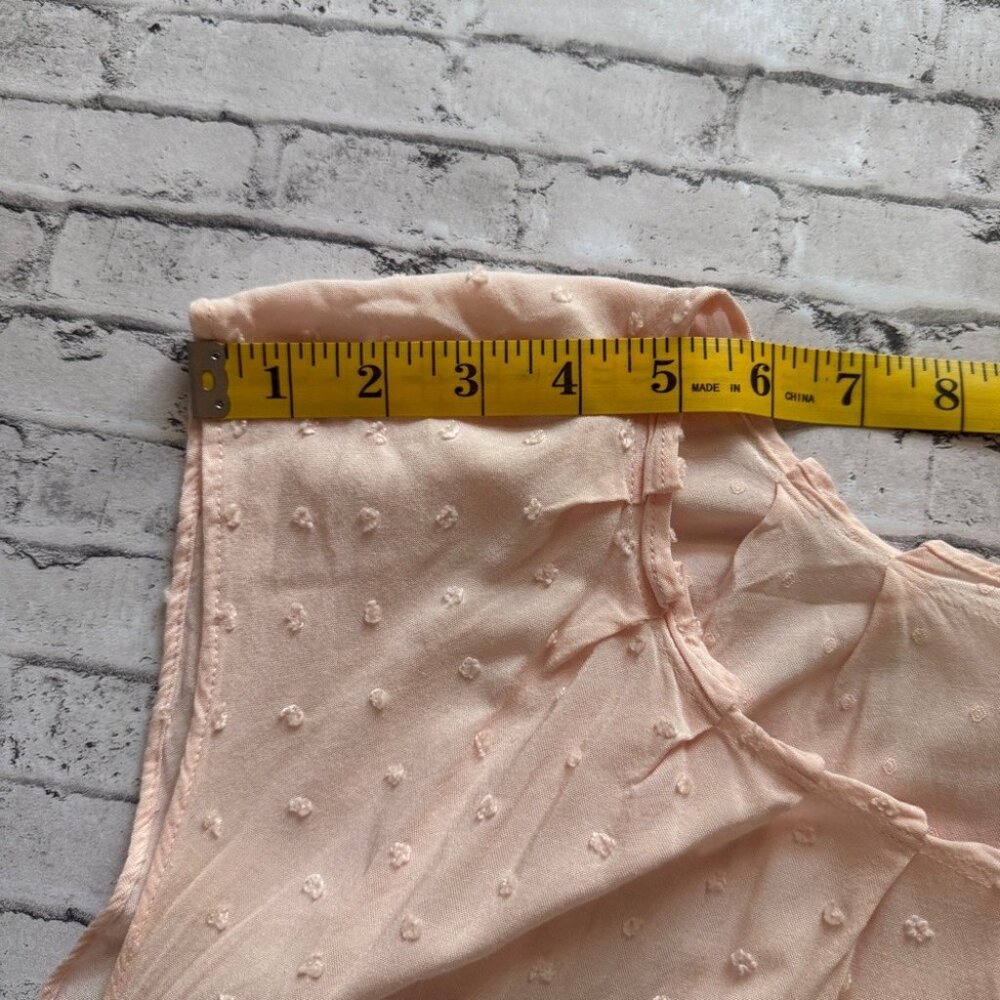 LC Lauren Conrad Light Pink Swiss Dot Women's Cap Sleeve Blouse Size M - Picture 8 of 10